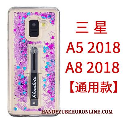 Hülle Samsung Galaxy A8 2018 Weiche Lila Handyhüllen, Case Samsung Galaxy A8 2018 Kreativ Treibsand Pulver