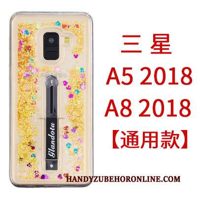 Hülle Samsung Galaxy A8 2018 Weiche Lila Handyhüllen, Case Samsung Galaxy A8 2018 Kreativ Treibsand Pulver