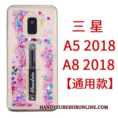 Hülle Samsung Galaxy A8 2018 Weiche Lila Handyhüllen, Case Samsung Galaxy A8 2018 Kreativ Treibsand Pulver