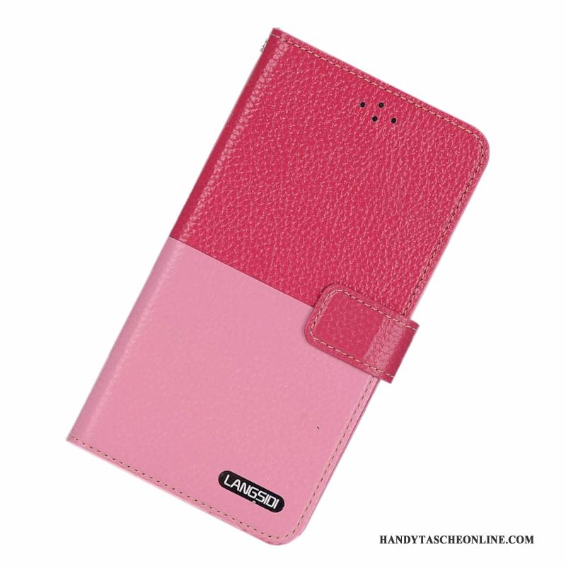 Hülle Samsung Galaxy A8 Folio Anti-sturz Rot, Case Samsung Galaxy A8 Leder Handyhüllen Einfach