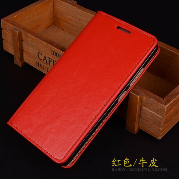 Hülle Samsung Galaxy A8 Folio Handyhüllen Anti-sturz, Case Samsung Galaxy A8 Lederhülle Rot