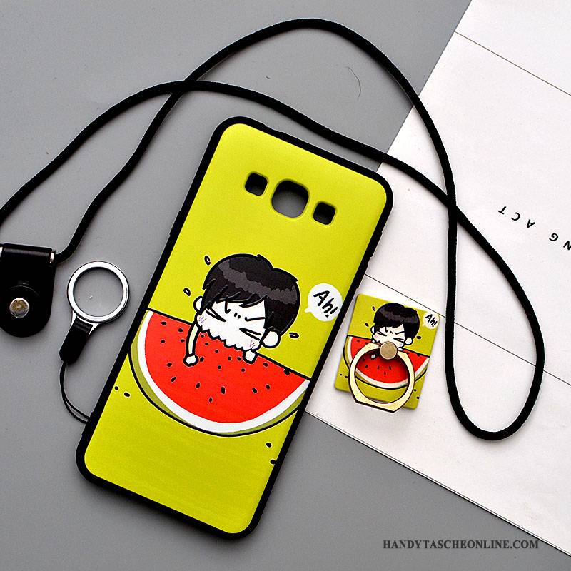 Hülle Samsung Galaxy A8 Karikatur Handyhüllen Hängende Verzierungen, Case Samsung Galaxy A8 Weiche Grün Nubuck