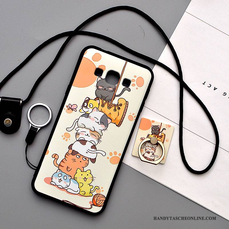 Hülle Samsung Galaxy A8 Karikatur Handyhüllen Hängende Verzierungen, Case Samsung Galaxy A8 Weiche Grün Nubuck