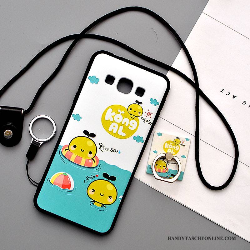 Hülle Samsung Galaxy A8 Karikatur Handyhüllen Hängende Verzierungen, Case Samsung Galaxy A8 Weiche Grün Nubuck