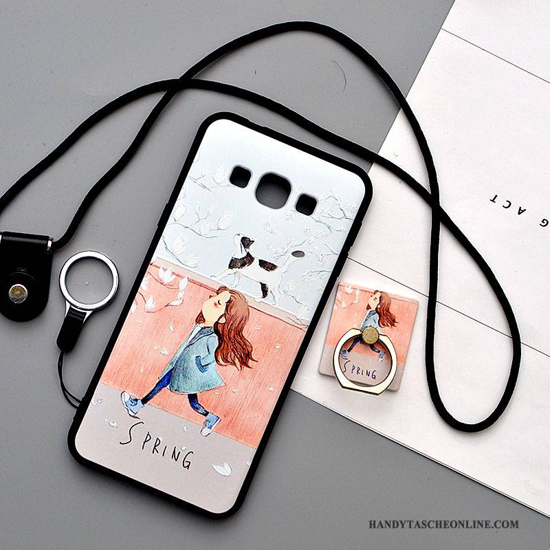 Hülle Samsung Galaxy A8 Karikatur Handyhüllen Hängende Verzierungen, Case Samsung Galaxy A8 Weiche Grün Nubuck