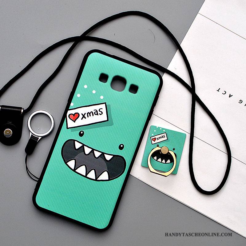 Hülle Samsung Galaxy A8 Karikatur Handyhüllen Hängende Verzierungen, Case Samsung Galaxy A8 Weiche Grün Nubuck