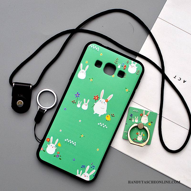 Hülle Samsung Galaxy A8 Karikatur Handyhüllen Hängende Verzierungen, Case Samsung Galaxy A8 Weiche Grün Nubuck