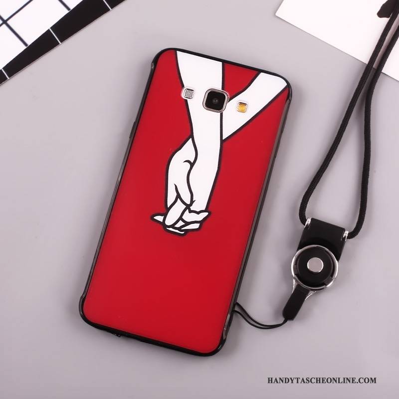 Hülle Samsung Galaxy A8 Karikatur Nette Handyhüllen, Case Samsung Galaxy A8 Silikon Anti-sturz Rot