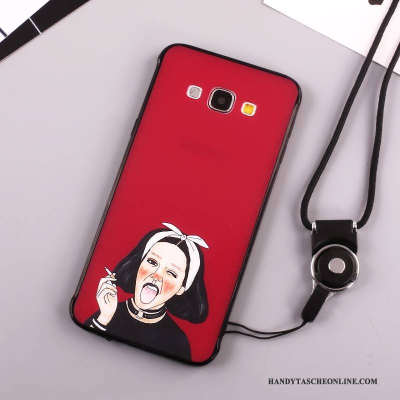 Hülle Samsung Galaxy A8 Karikatur Nette Handyhüllen, Case Samsung Galaxy A8 Silikon Anti-sturz Rot