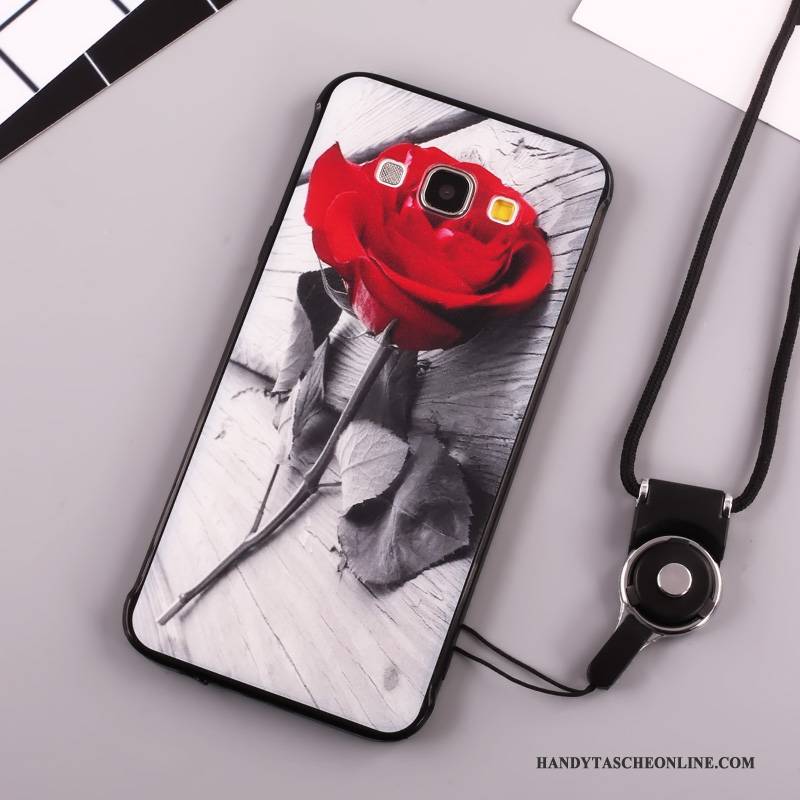 Hülle Samsung Galaxy A8 Karikatur Nette Handyhüllen, Case Samsung Galaxy A8 Silikon Anti-sturz Rot