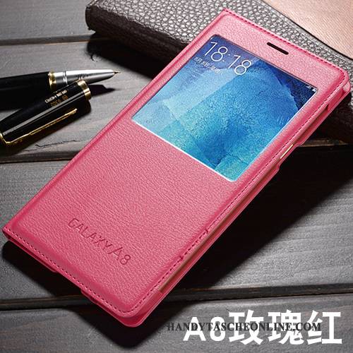 Hülle Samsung Galaxy A8 Lederhülle Grün Handyhüllen, Case Samsung Galaxy A8 Schutz Lichtfarbe