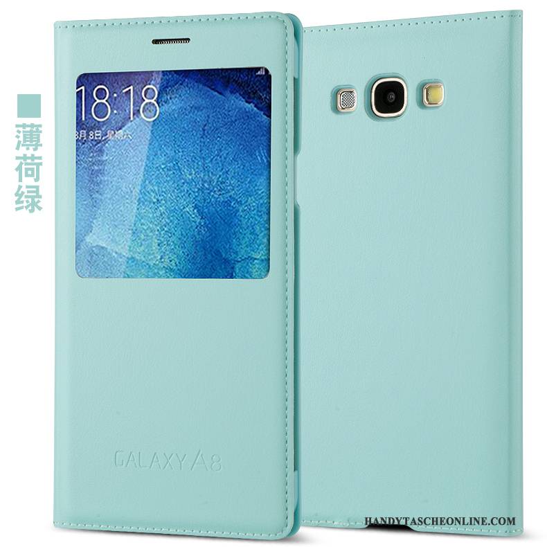 Hülle Samsung Galaxy A8 Lederhülle Grün Handyhüllen, Case Samsung Galaxy A8 Schutz Lichtfarbe