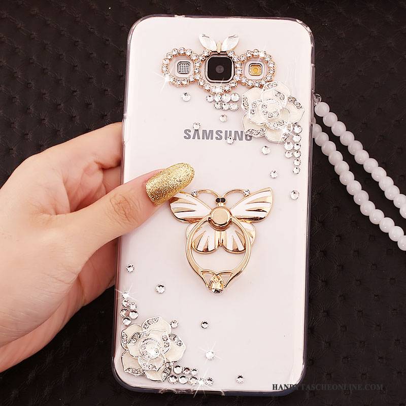 Hülle Samsung Galaxy A8 Schutz Gold Handyhüllen, Case Samsung Galaxy A8 Hängende Verzierungen Ring