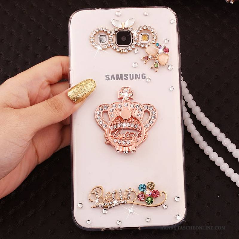 Hülle Samsung Galaxy A8 Schutz Gold Handyhüllen, Case Samsung Galaxy A8 Hängende Verzierungen Ring