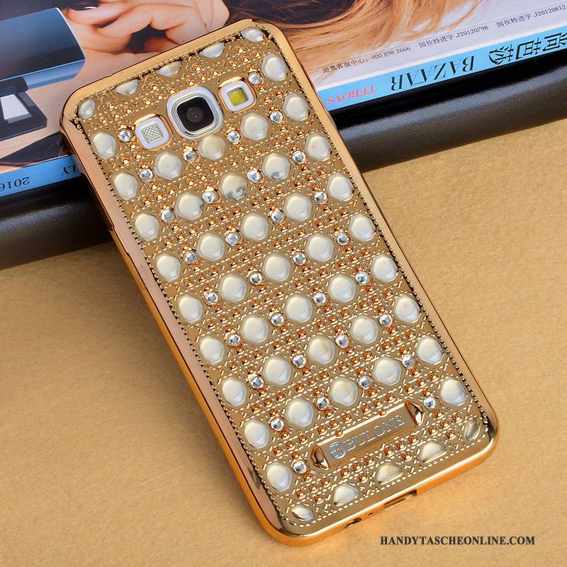 Hülle Samsung Galaxy A8 Strass Handyhüllen Hängende Verzierungen, Case Samsung Galaxy A8 Halterung Gold Anti-sturz