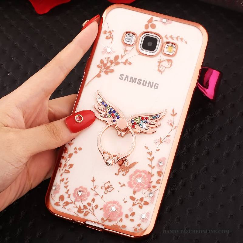 Hülle Samsung Galaxy A8 Strass Rosa Handyhüllen, Case Samsung Galaxy A8 Gold Ring