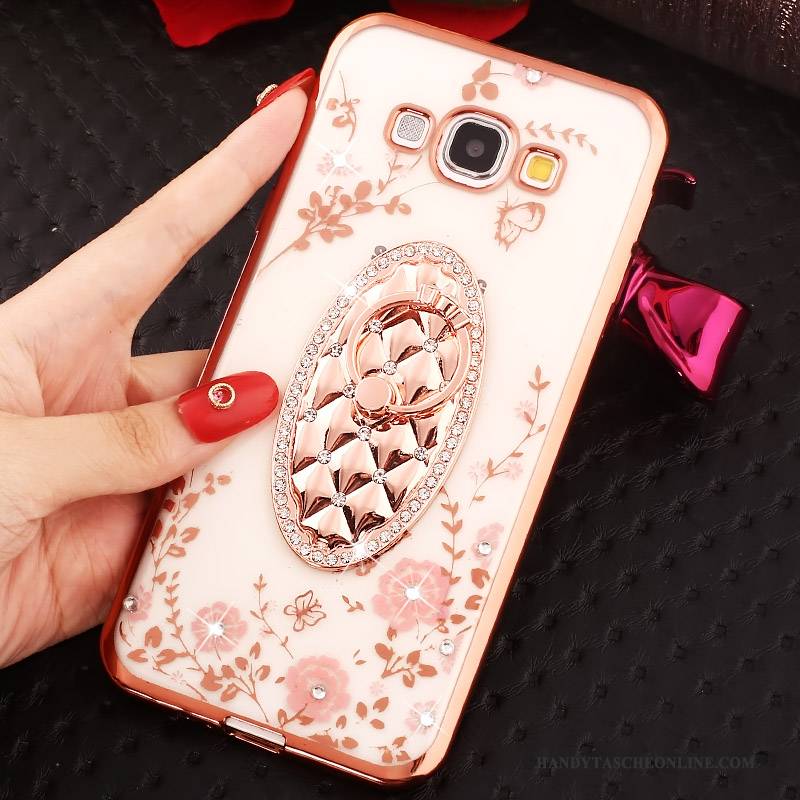 Hülle Samsung Galaxy A8 Strass Rosa Handyhüllen, Case Samsung Galaxy A8 Gold Ring