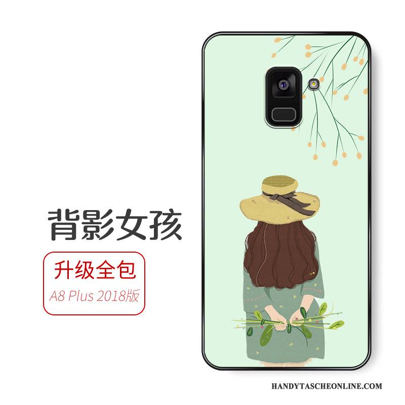 Hülle Samsung Galaxy A8+ Taschen Anti-sturz Lichtfarbe, Case Samsung Galaxy A8+ Schutz Grün Schlank