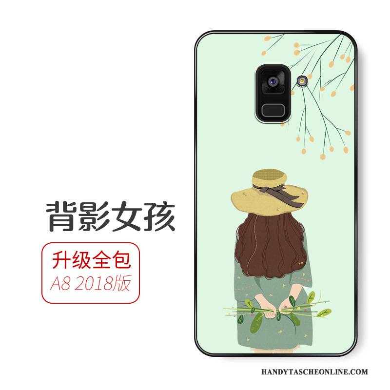 Hülle Samsung Galaxy A8+ Taschen Anti-sturz Lichtfarbe, Case Samsung Galaxy A8+ Schutz Grün Schlank