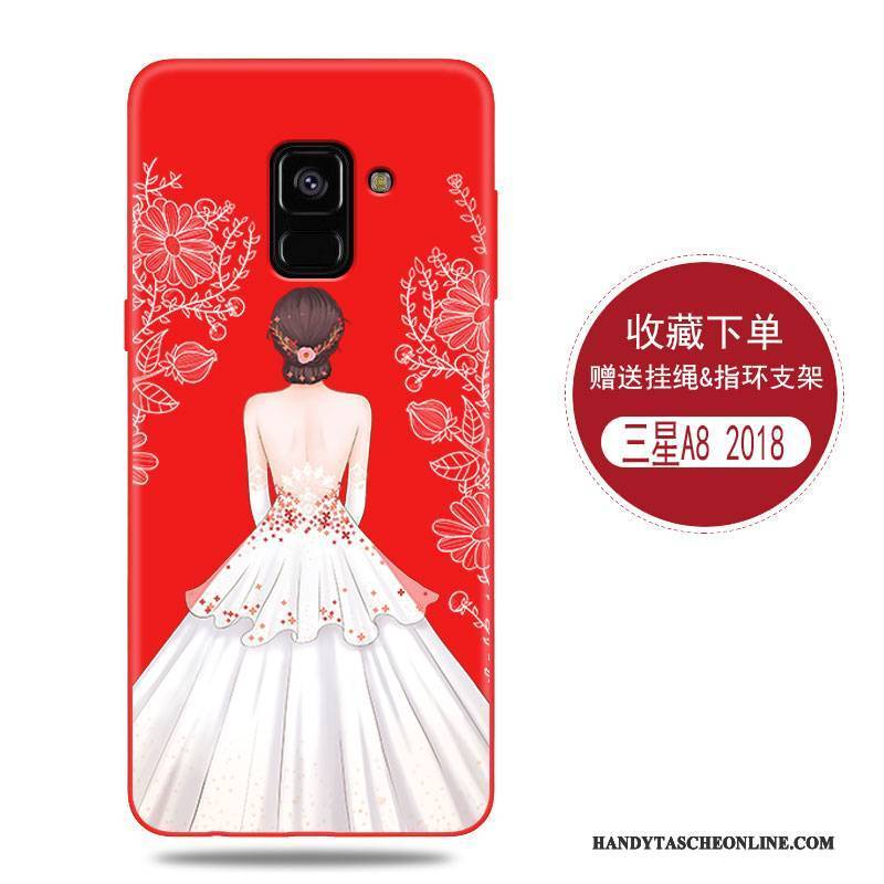 Hülle Samsung Galaxy A8+ Taschen Anti-sturz Persönlichkeit, Case Samsung Galaxy A8+ Schutz Handyhüllen Rot