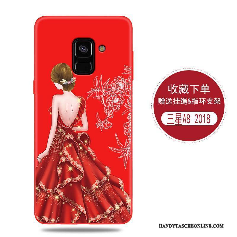 Hülle Samsung Galaxy A8+ Taschen Anti-sturz Persönlichkeit, Case Samsung Galaxy A8+ Schutz Handyhüllen Rot