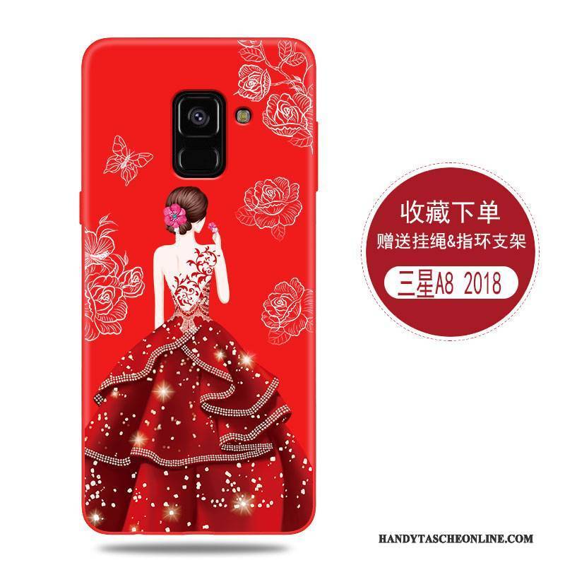 Hülle Samsung Galaxy A8+ Taschen Anti-sturz Persönlichkeit, Case Samsung Galaxy A8+ Schutz Handyhüllen Rot