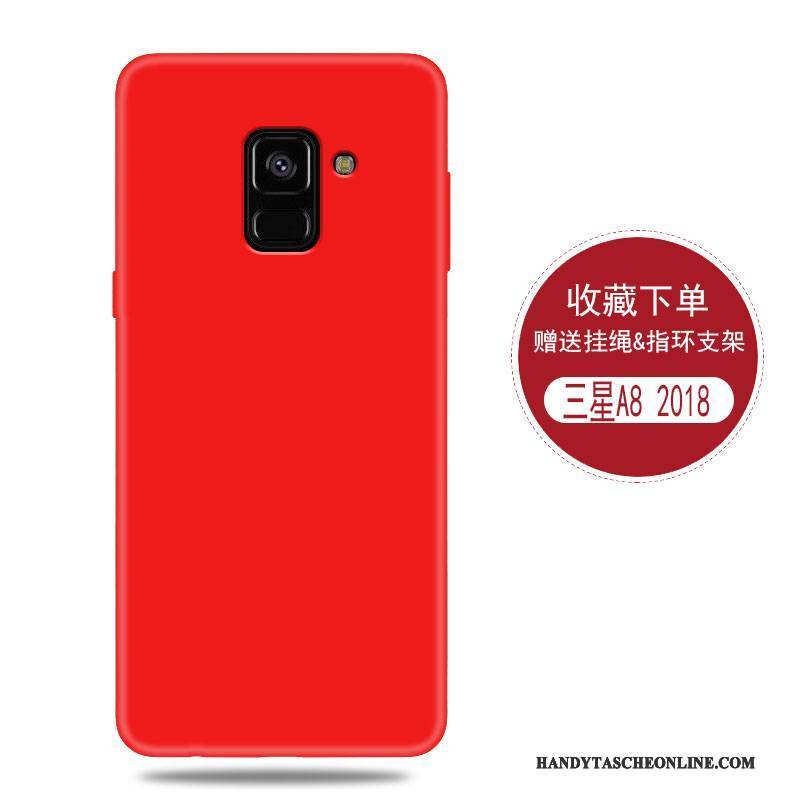 Hülle Samsung Galaxy A8+ Taschen Anti-sturz Persönlichkeit, Case Samsung Galaxy A8+ Schutz Handyhüllen Rot