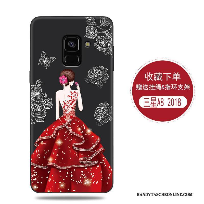 Hülle Samsung Galaxy A8+ Taschen Anti-sturz Persönlichkeit, Case Samsung Galaxy A8+ Schutz Handyhüllen Rot