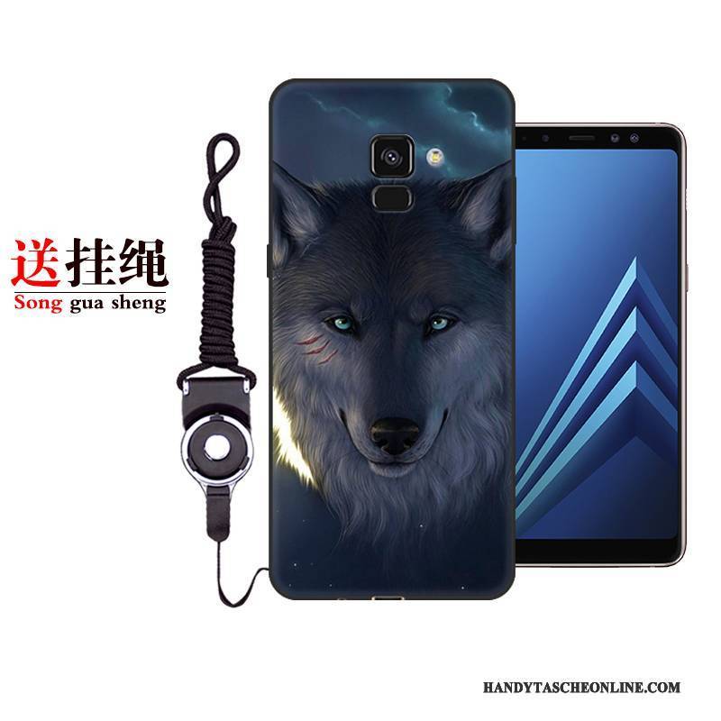 Hülle Samsung Galaxy A8+ Taschen Handyhüllen Persönlichkeit, Case Samsung Galaxy A8+ Schutz Anti-sturz Schwarz