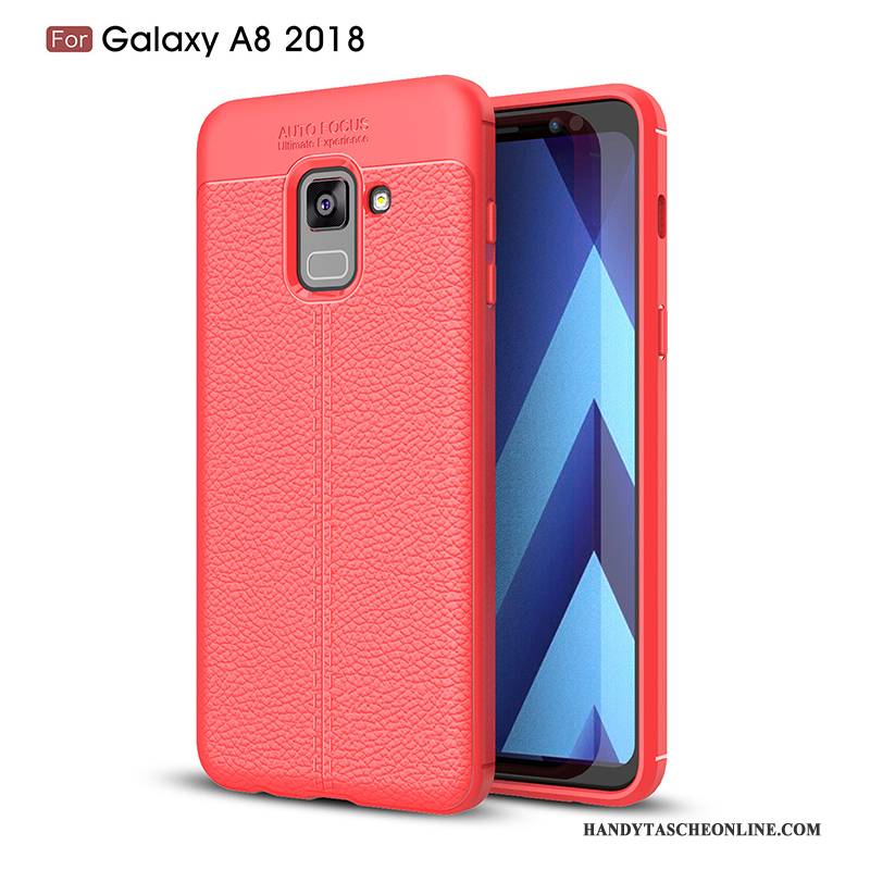 Hülle Samsung Galaxy A8+ Taschen Schwarz Business, Case Samsung Galaxy A8+ Schutz Anti-sturz Einfach