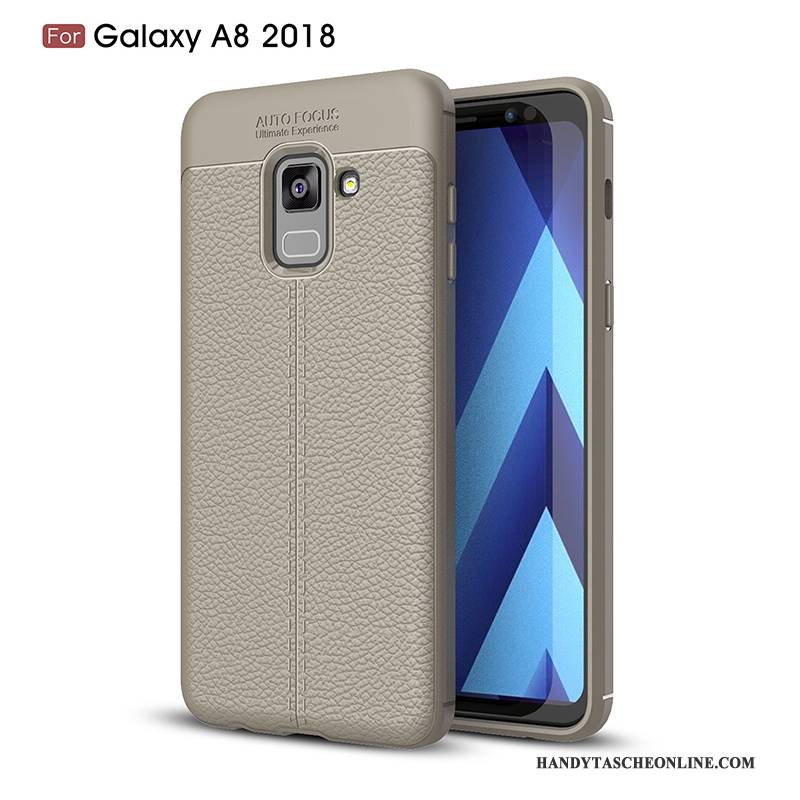 Hülle Samsung Galaxy A8+ Taschen Schwarz Business, Case Samsung Galaxy A8+ Schutz Anti-sturz Einfach