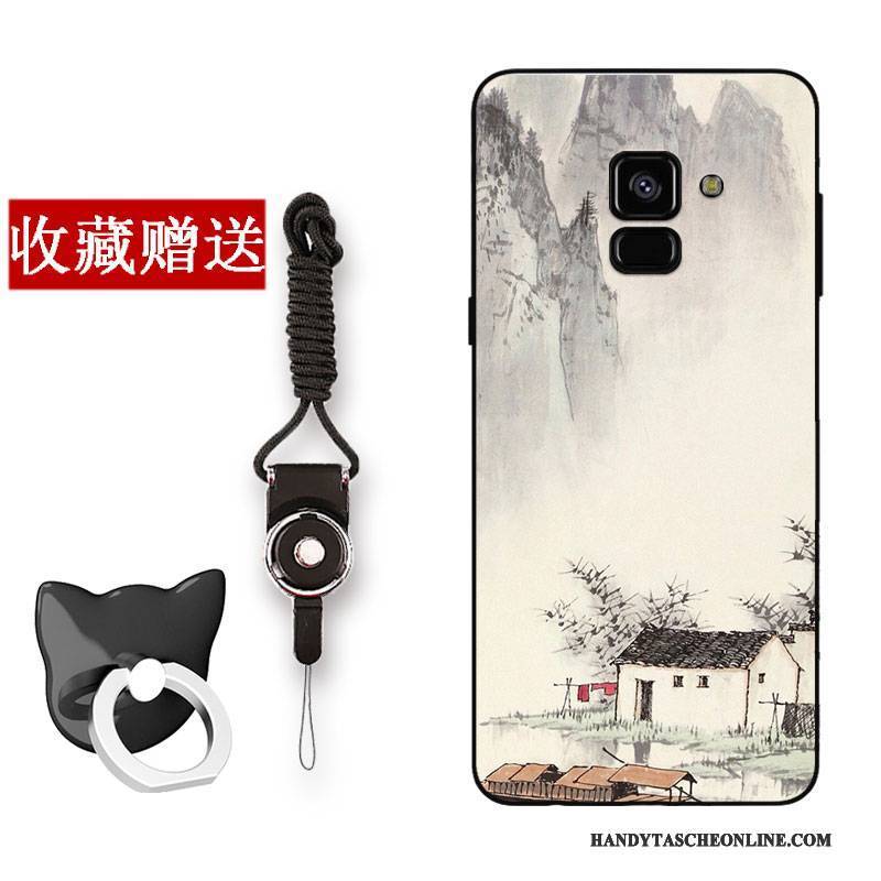 Hülle Samsung Galaxy A8+ Weiche Anti-sturz Grau, Case Samsung Galaxy A8+ Taschen Wind Persönlichkeit