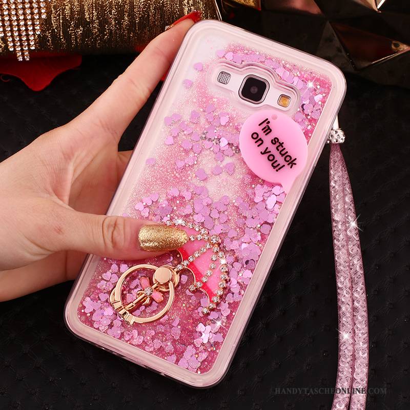 Hülle Samsung Galaxy A8 Weiche Hängende Verzierungen Rosa, Case Samsung Galaxy A8 Strass Handyhüllen