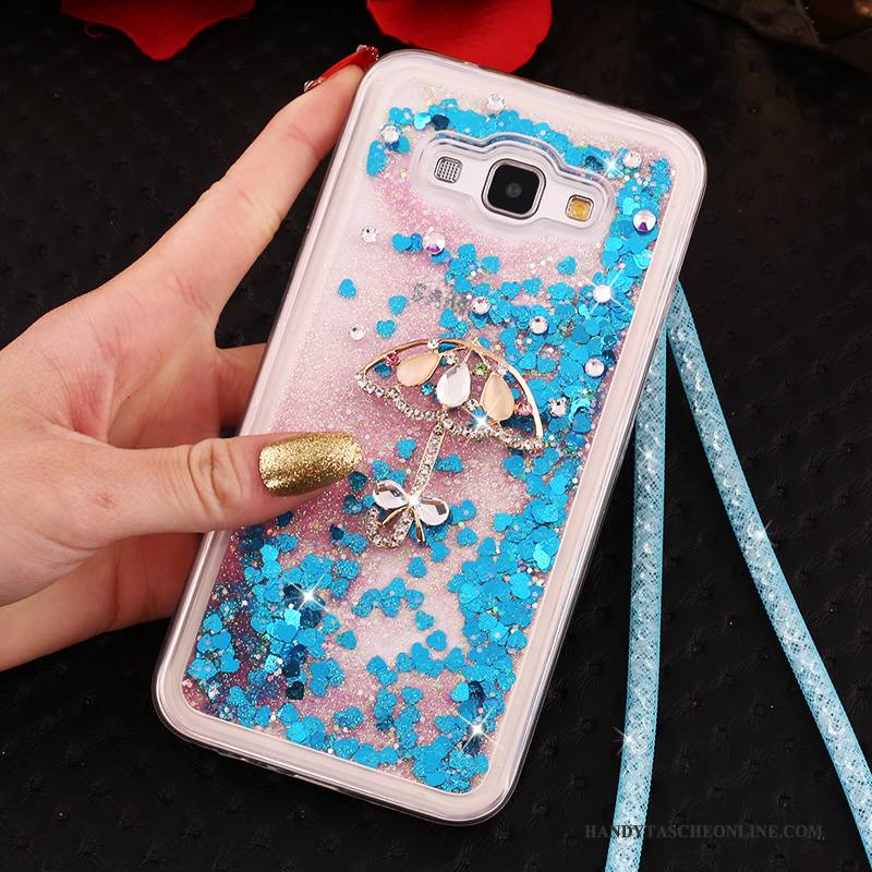 Hülle Samsung Galaxy A8 Weiche Hängende Verzierungen Rosa, Case Samsung Galaxy A8 Strass Handyhüllen