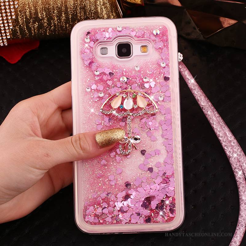 Hülle Samsung Galaxy A8 Weiche Hängende Verzierungen Rosa, Case Samsung Galaxy A8 Strass Handyhüllen