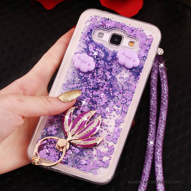 Hülle Samsung Galaxy A8 Weiche Hängende Verzierungen Rosa, Case Samsung Galaxy A8 Strass Handyhüllen