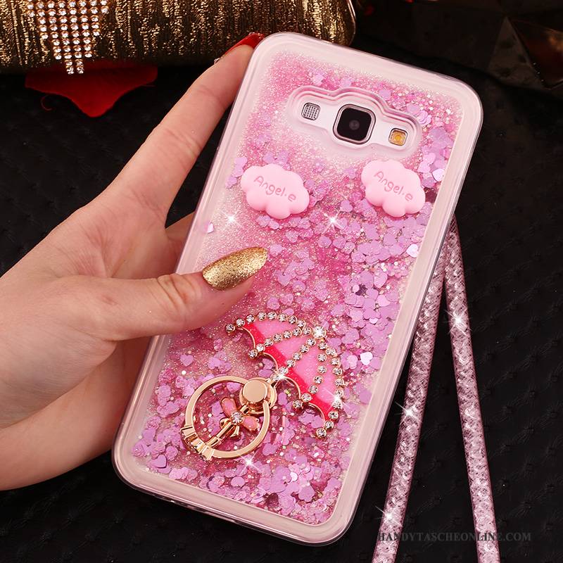 Hülle Samsung Galaxy A8 Weiche Hängende Verzierungen Rosa, Case Samsung Galaxy A8 Strass Handyhüllen