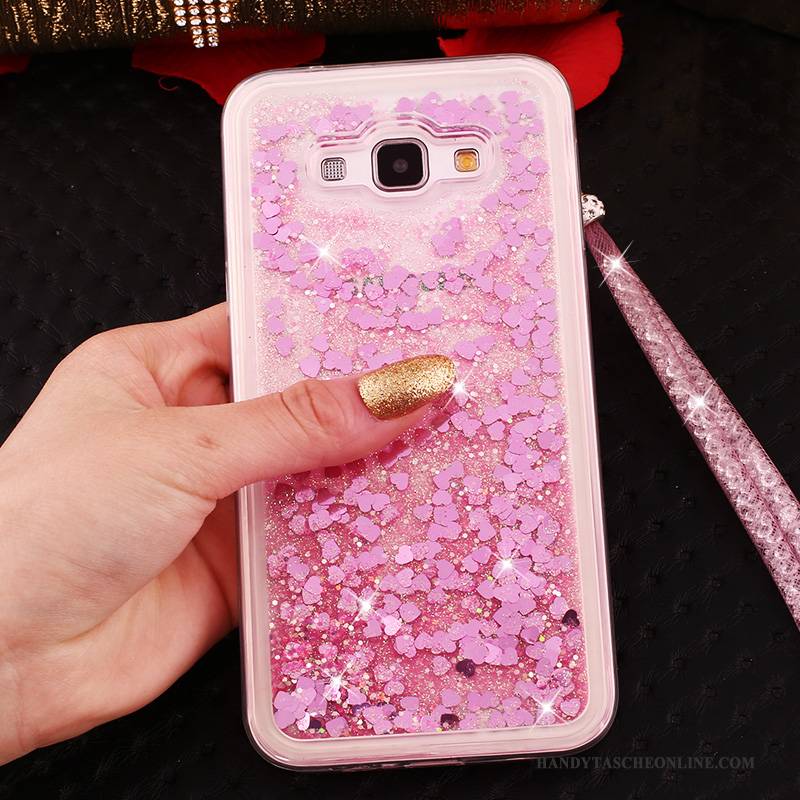 Hülle Samsung Galaxy A8 Weiche Hängende Verzierungen Rosa, Case Samsung Galaxy A8 Strass Handyhüllen