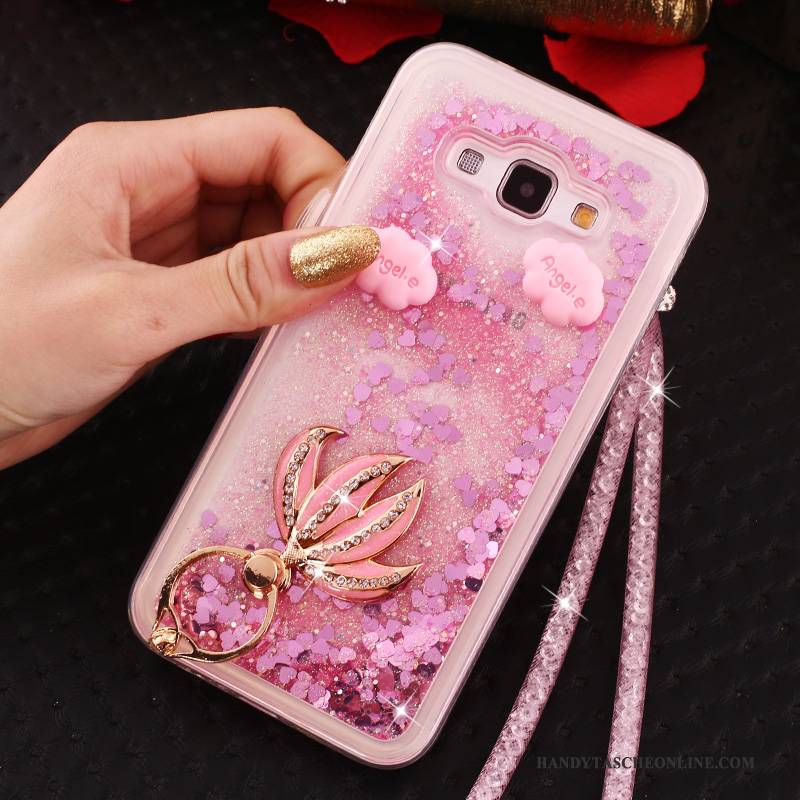 Hülle Samsung Galaxy A8 Weiche Hängende Verzierungen Rosa, Case Samsung Galaxy A8 Strass Handyhüllen