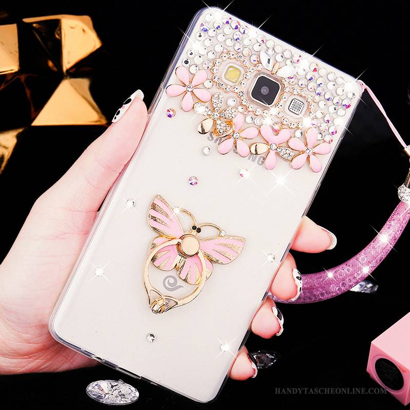 Hülle Samsung Galaxy A8 Weiche Nubuck Schwer, Case Samsung Galaxy A8 Strass Handyhüllen Transparent