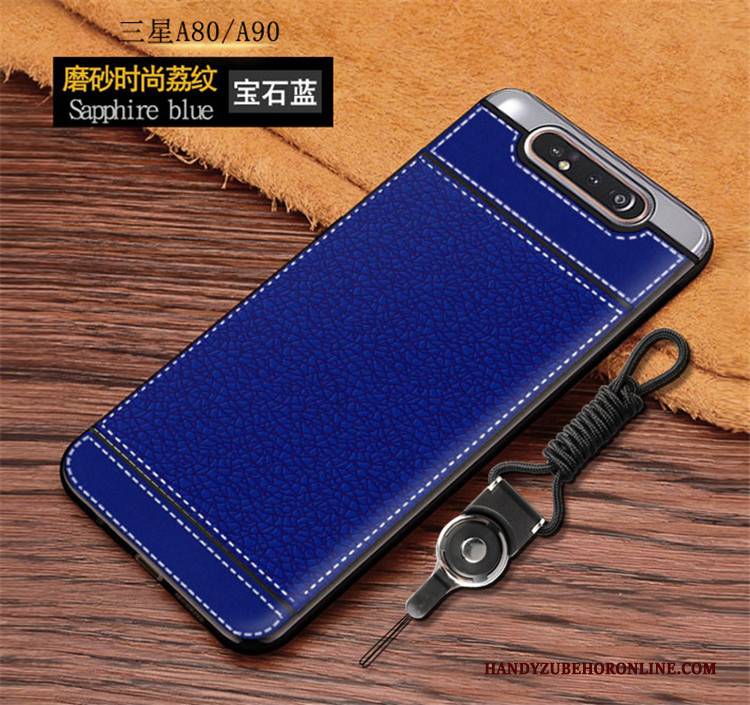 Hülle Samsung Galaxy A80 Taschen Handyhüllen Blau, Case Samsung Galaxy A80 Silikon Nubuck Einfach