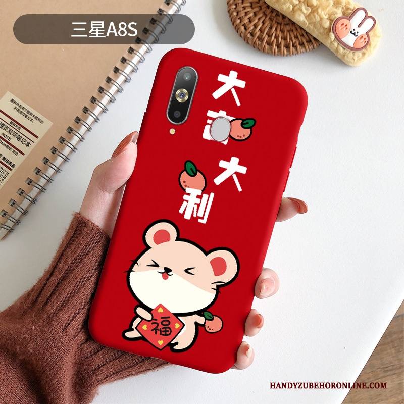 Hülle Samsung Galaxy A8s Karikatur Anti-sturz Schlank, Case Samsung Galaxy A8s Weiche Neu Rot