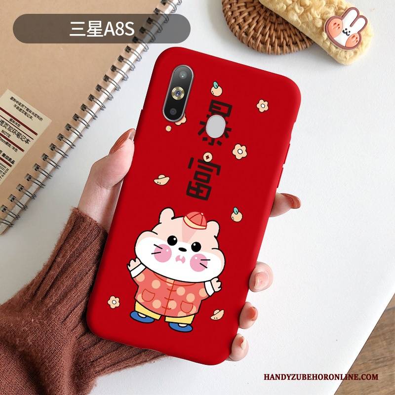 Hülle Samsung Galaxy A8s Kreativ Rot Mini, Case Samsung Galaxy A8s Weiche Ratte Handyhüllen