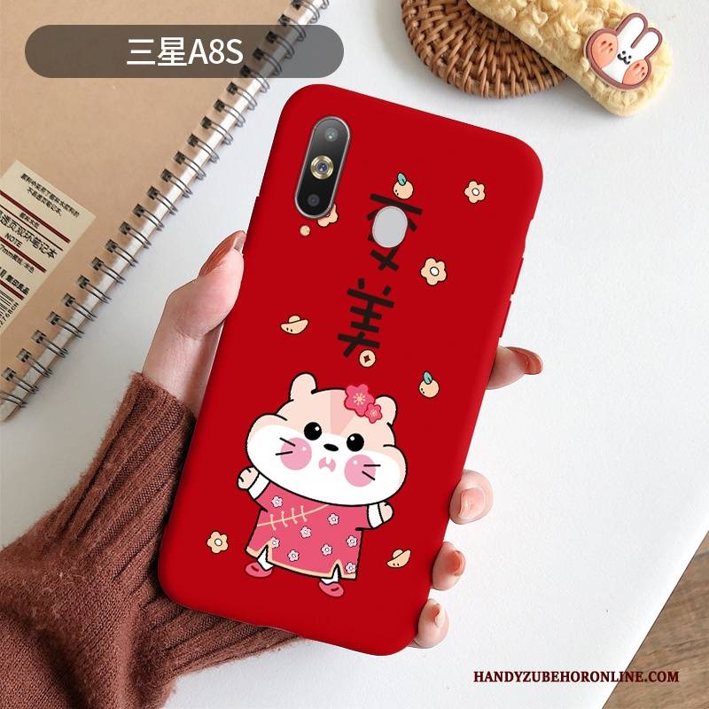 Hülle Samsung Galaxy A8s Kreativ Rot Mini, Case Samsung Galaxy A8s Weiche Ratte Handyhüllen