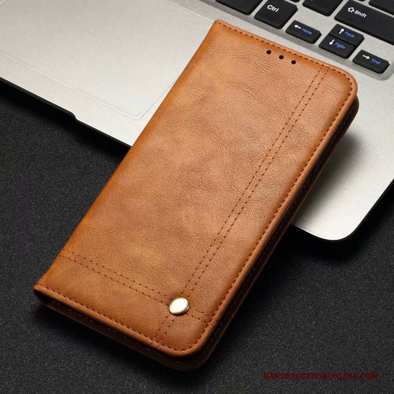 Hülle Samsung Galaxy A8s Schutz Membran Anti-sturz, Case Samsung Galaxy A8s Folio Braun High-end