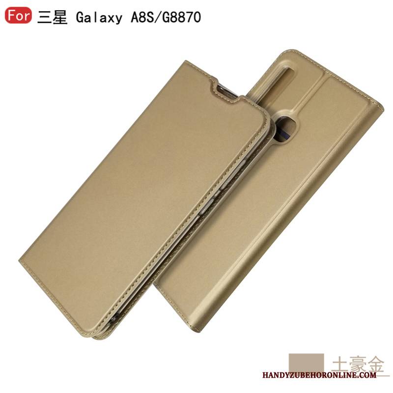 Hülle Samsung Galaxy A8s Taschen Anti-sturz Handyhüllen, Case Samsung Galaxy A8s Lederhülle Business Blau