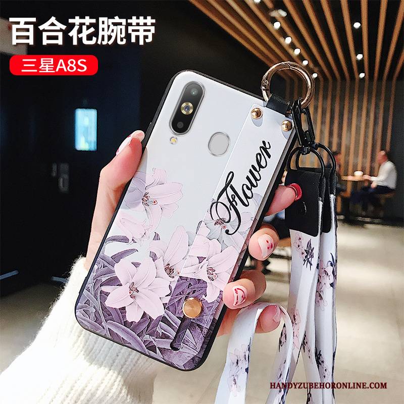 Hülle Samsung Galaxy A8s Weiche Frisch Lila, Case Samsung Galaxy A8s Silikon Handyhüllen Blumen