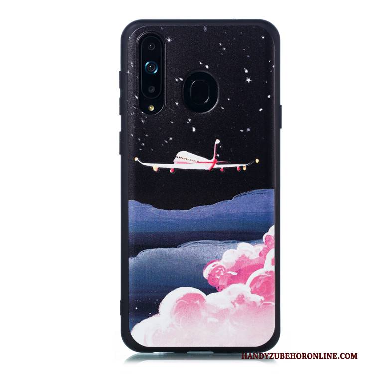 Hülle Samsung Galaxy A8s Weiche Hängende Verzierungen Handyhüllen, Case Samsung Galaxy A8s Karikatur Schwarz Schlank