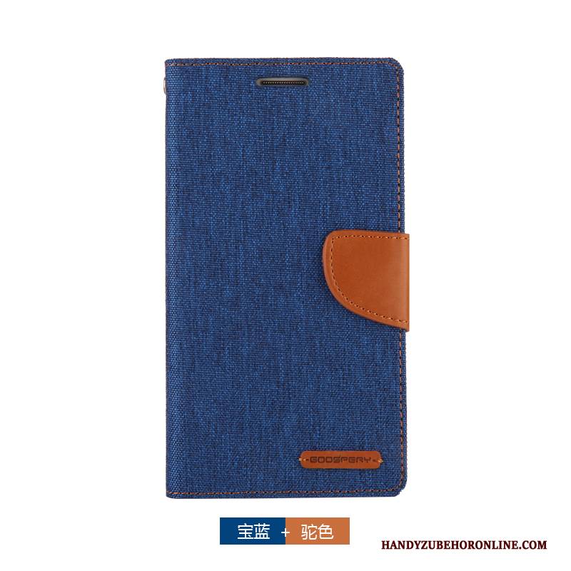 Hülle Samsung Galaxy A9 2018 Folio Blau Leinwand, Case Samsung Galaxy A9 2018 Geldbörse