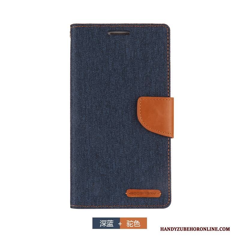 Hülle Samsung Galaxy A9 2018 Folio Blau Leinwand, Case Samsung Galaxy A9 2018 Geldbörse